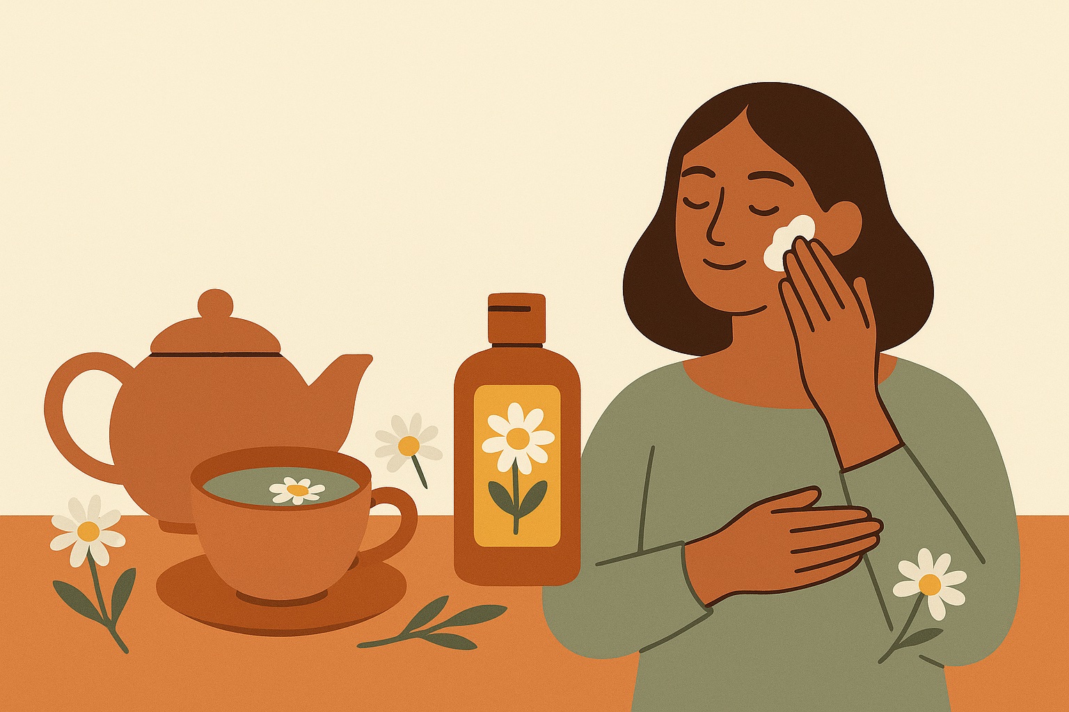 Ilustración: Remedios caseros con manzanilla para cuidarte por dentro y por fuera