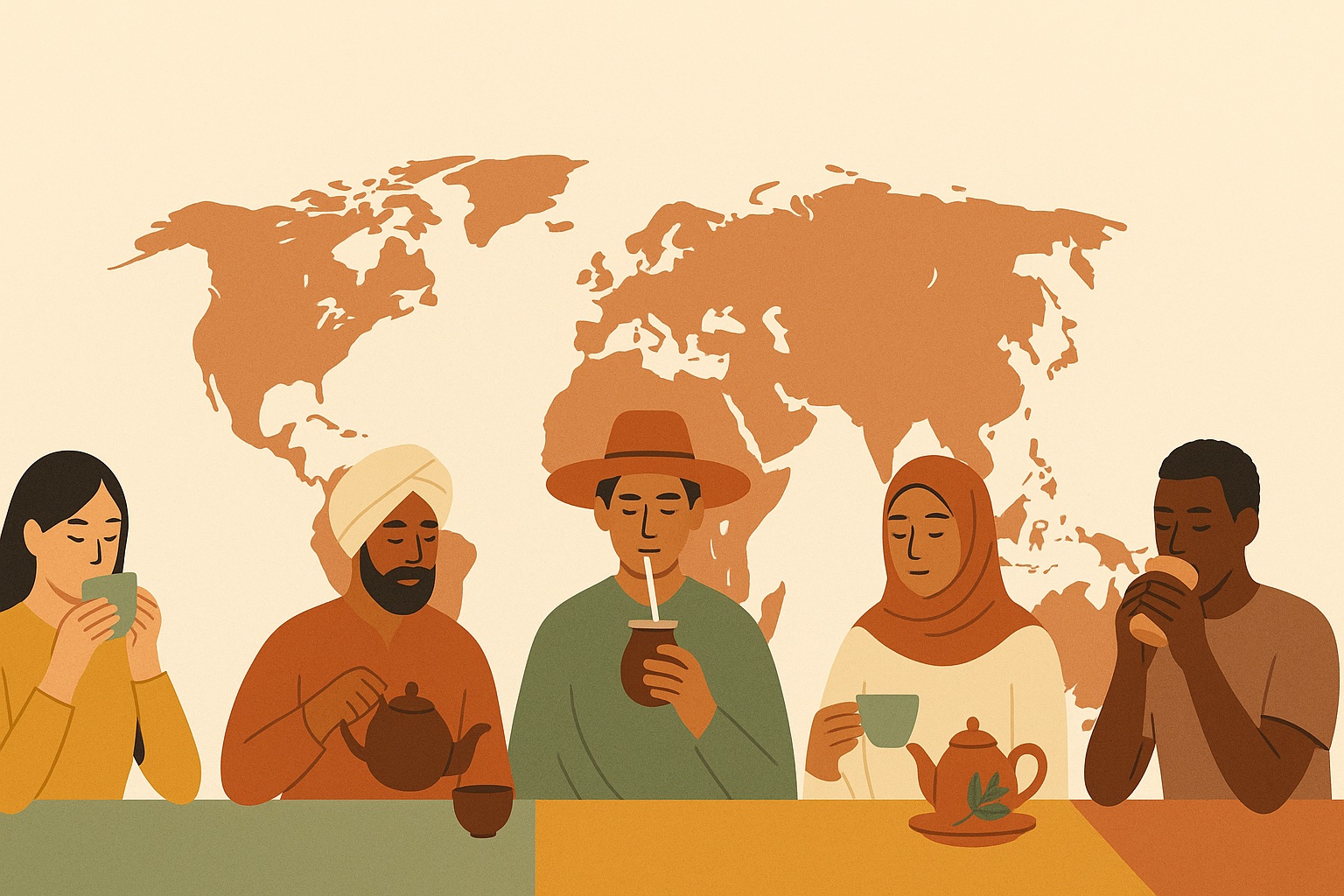 Ilustración: Infusiones en el mundo: 4 continentes, 7 países y un viaje por los sentidos y la tradición