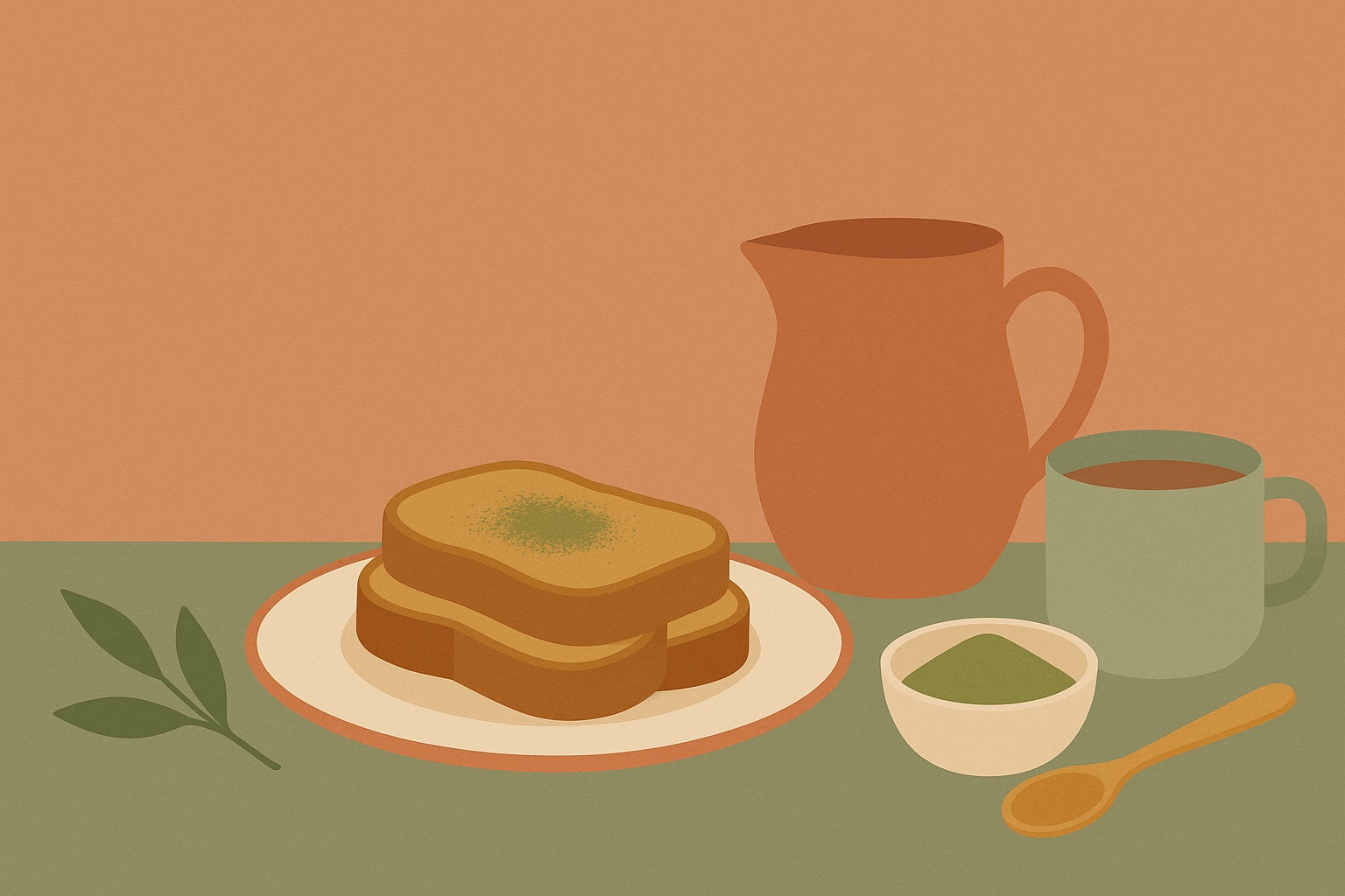 Ilustración: Receta fácil y saludable de torrijas de té matcha para Semana Santa