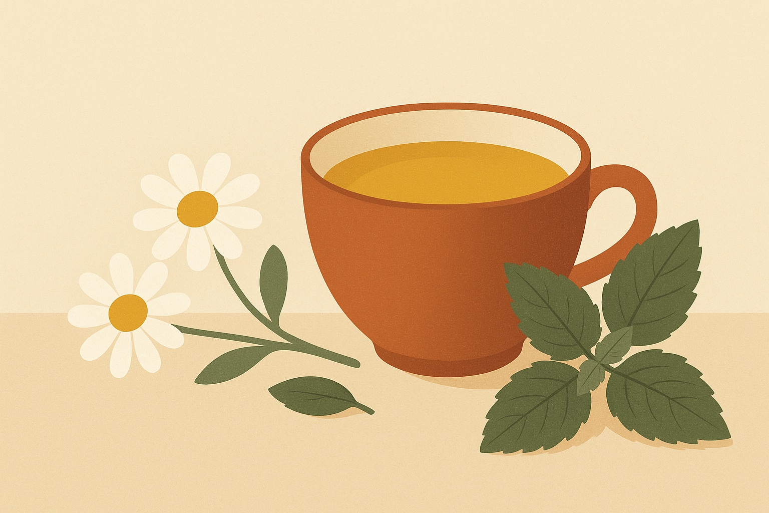 Ilustración de infusiones de hierbas — Aromas de Té