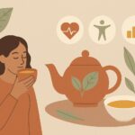 Properties, benefits and further details of green tea Ilustración: Propriétés, avantages et autres données du thé vert