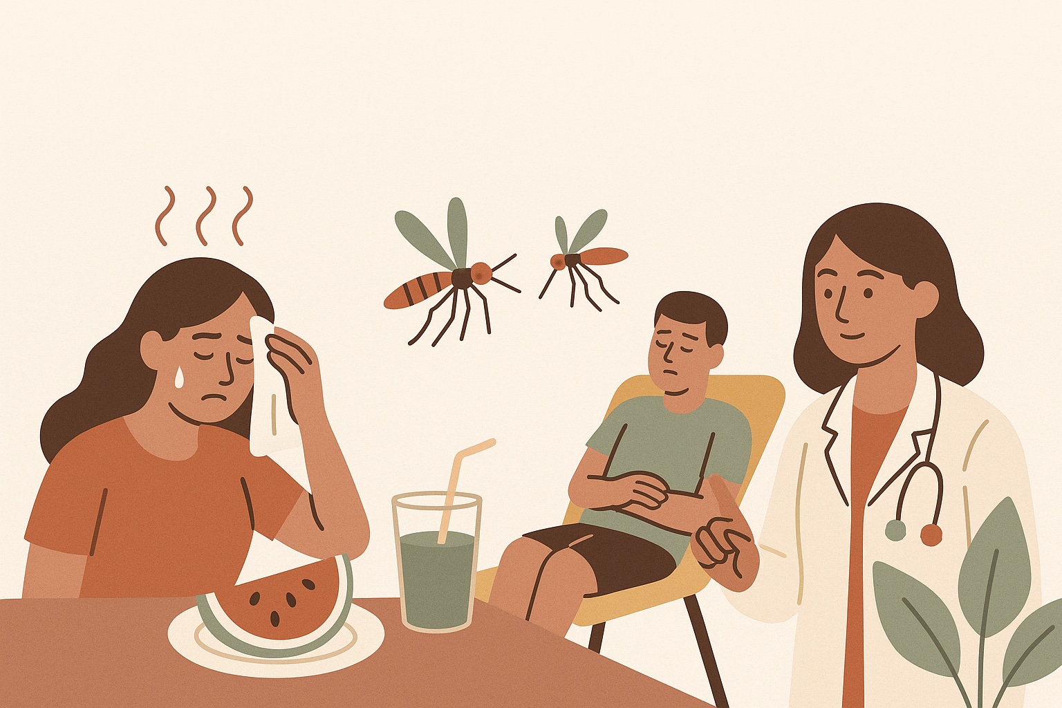 Ilustración: Enfermedades comunes del verano y consejos de salud