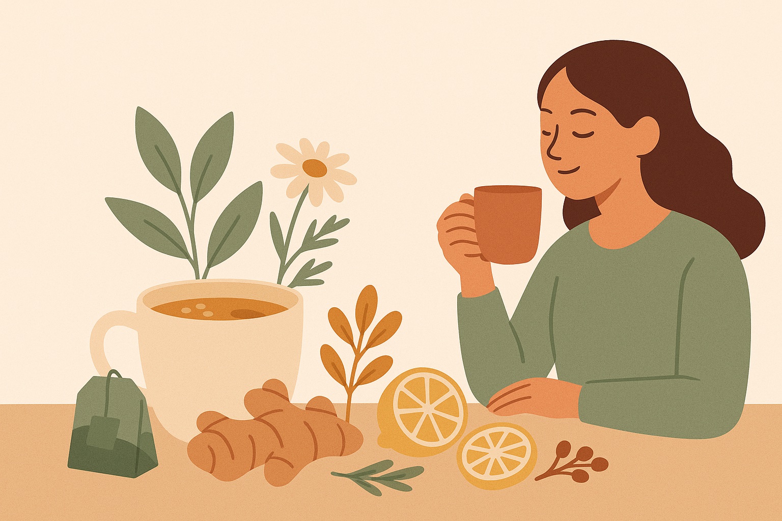 Ilustración: Infusiones para combatir trastornos digestivos