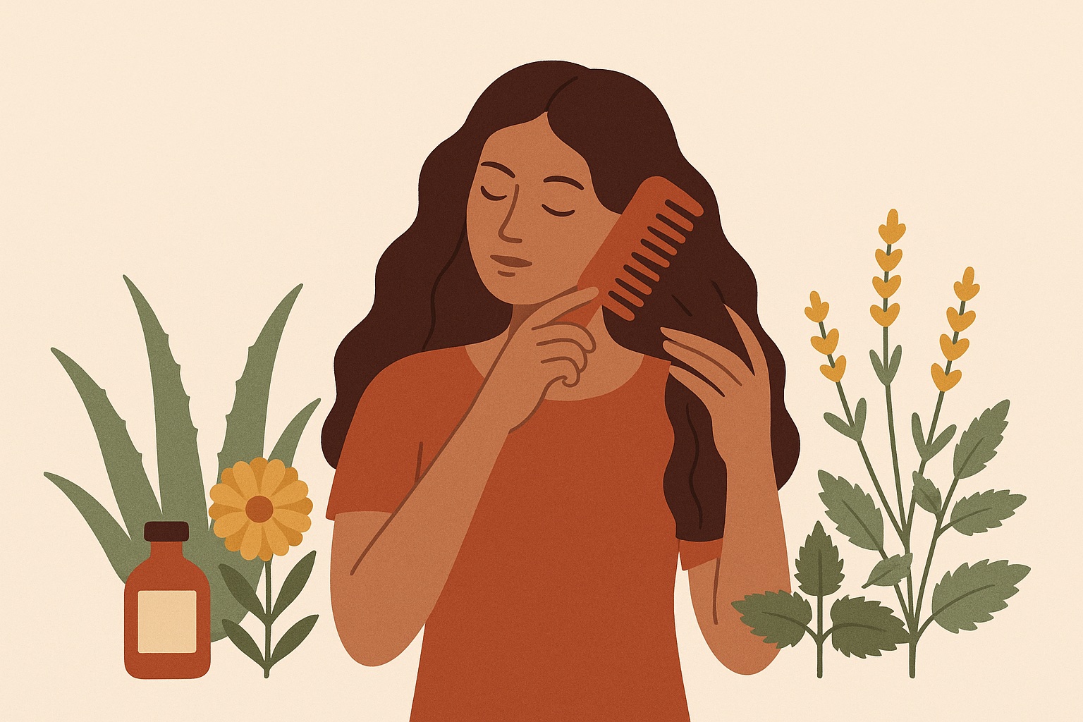 Ilustración: Plantas medicinales para el cuidado natural del cabello