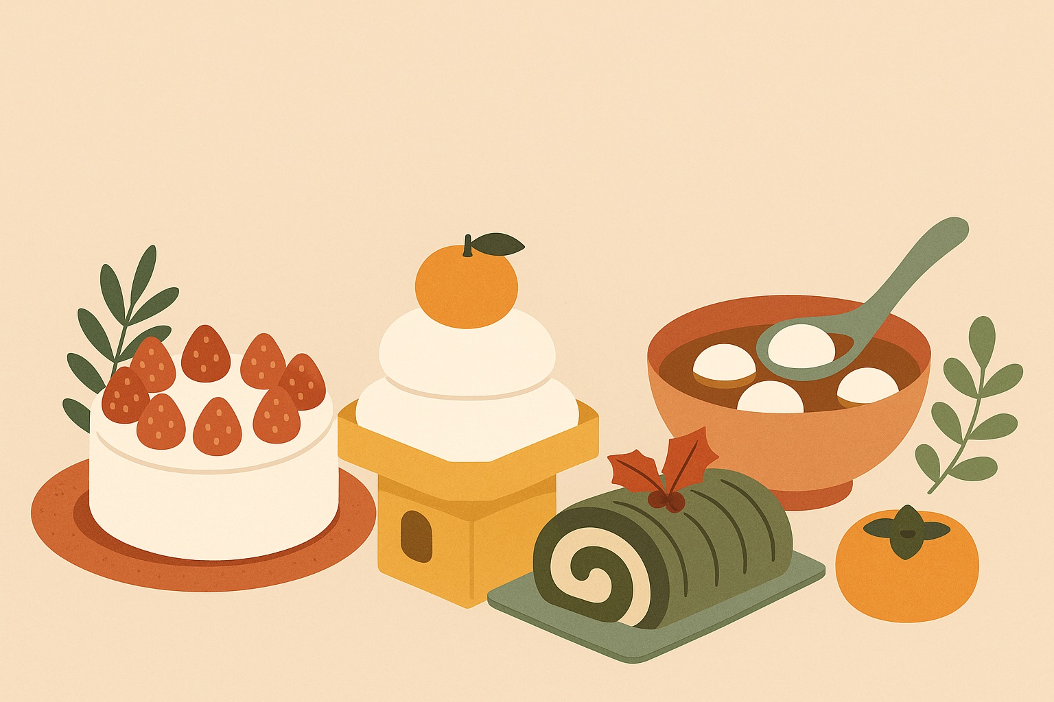 Ilustración: Postres de Navidad y Año Nuevo de Japón y China