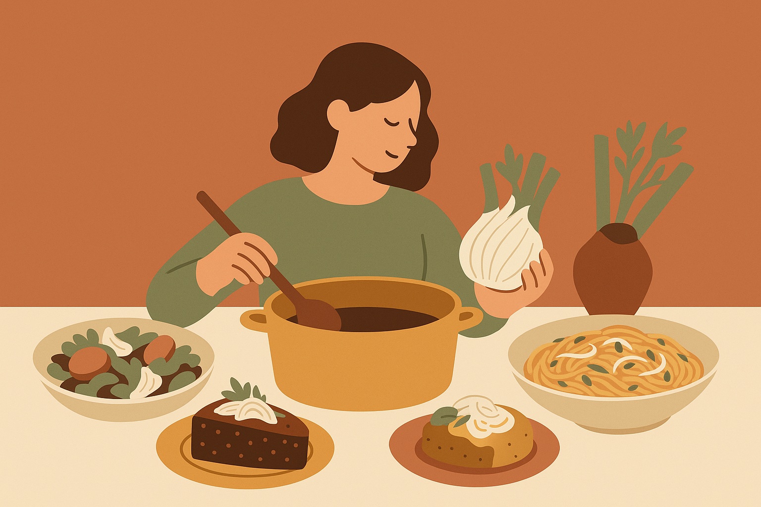 Ilustración: Cocinar con hinojo platos internacionales, dulces y salados