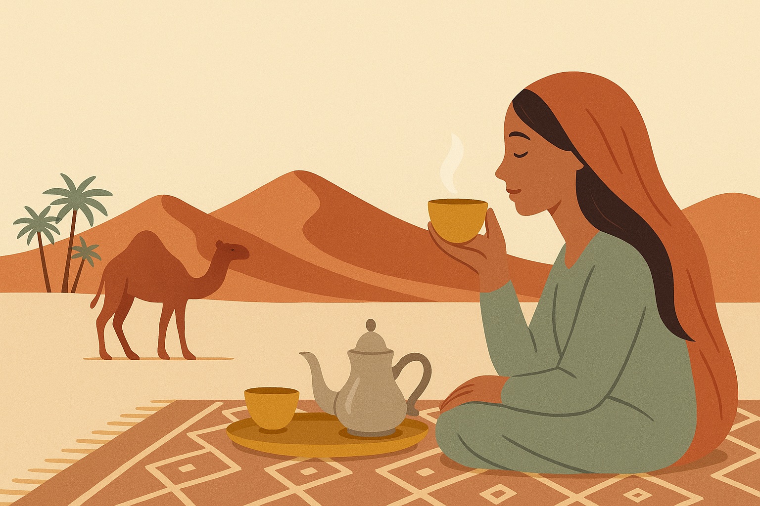 Ilustración: Sahara und der Tee: eine tolle Geschichte der Liebe