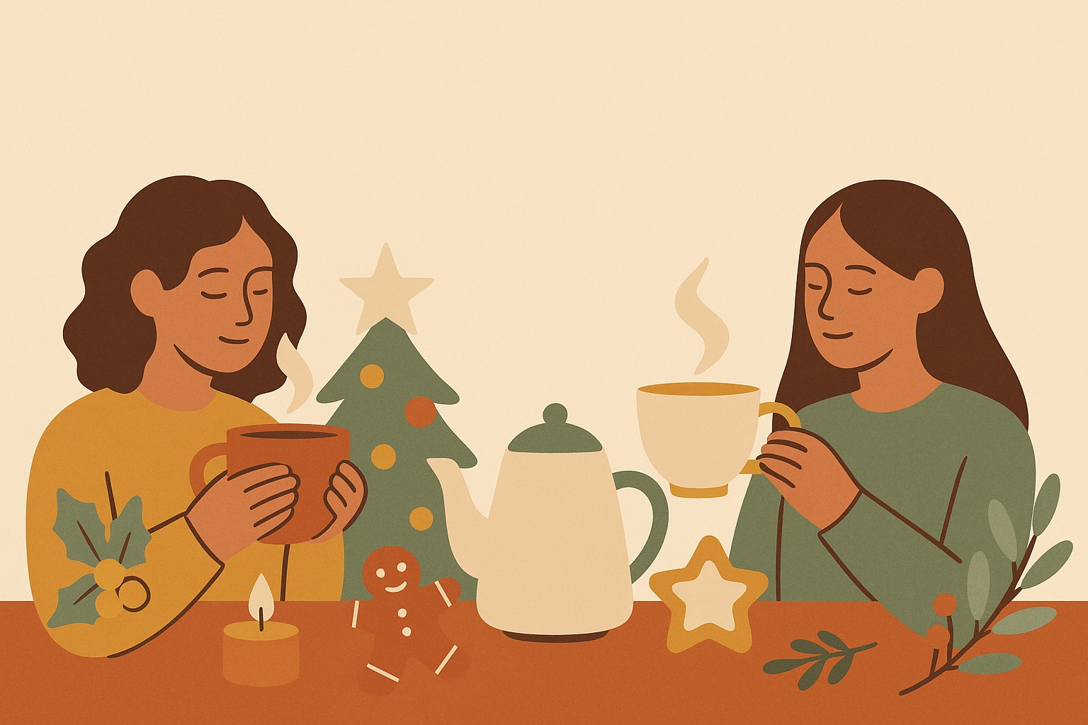 Ilustración: Tradiciones de Navidad en torno al café y al té