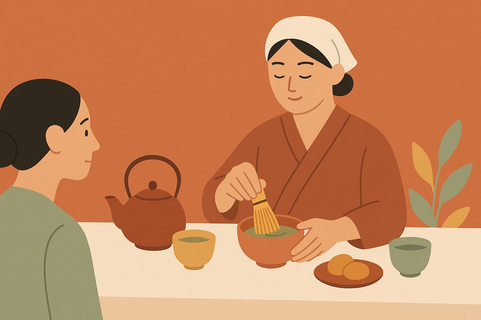 Ilustración: Aromen von Tee Gast besonderes für die Zeremonie des Tees des Küchenchefs Japanisch, Yui Ishizuka